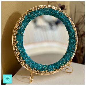 Stone Mirror on wood base!