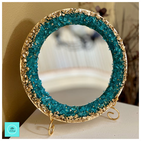 Stone Mirror on wood base!