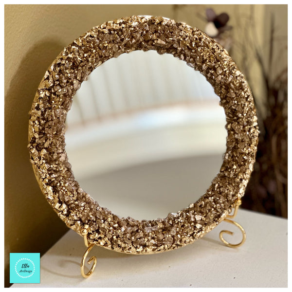 Stone Mirror on wood base!