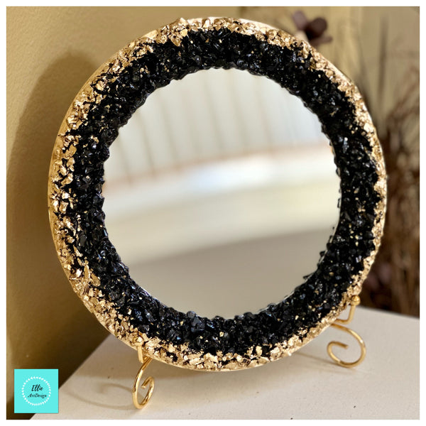 Stone Mirror on wood base!